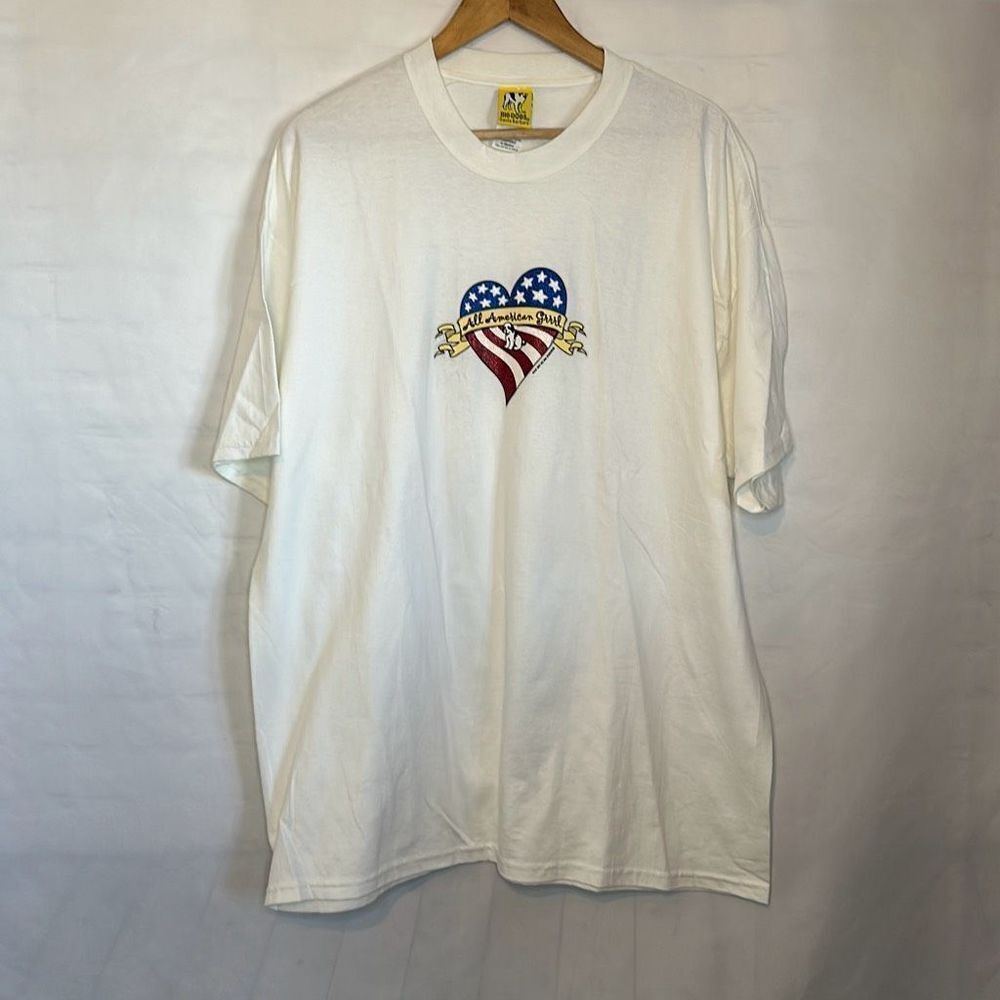 Vintage Big Dogs Santa Barbara Womens White Tshirt All American Grrl 2001‎ XL